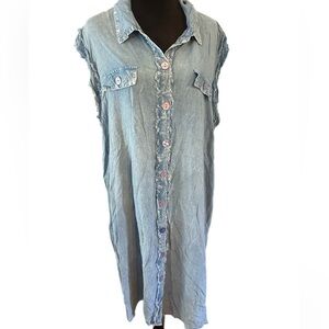 Mlle Gabrielle Light Blue Button-Down Midi Dress size 3X